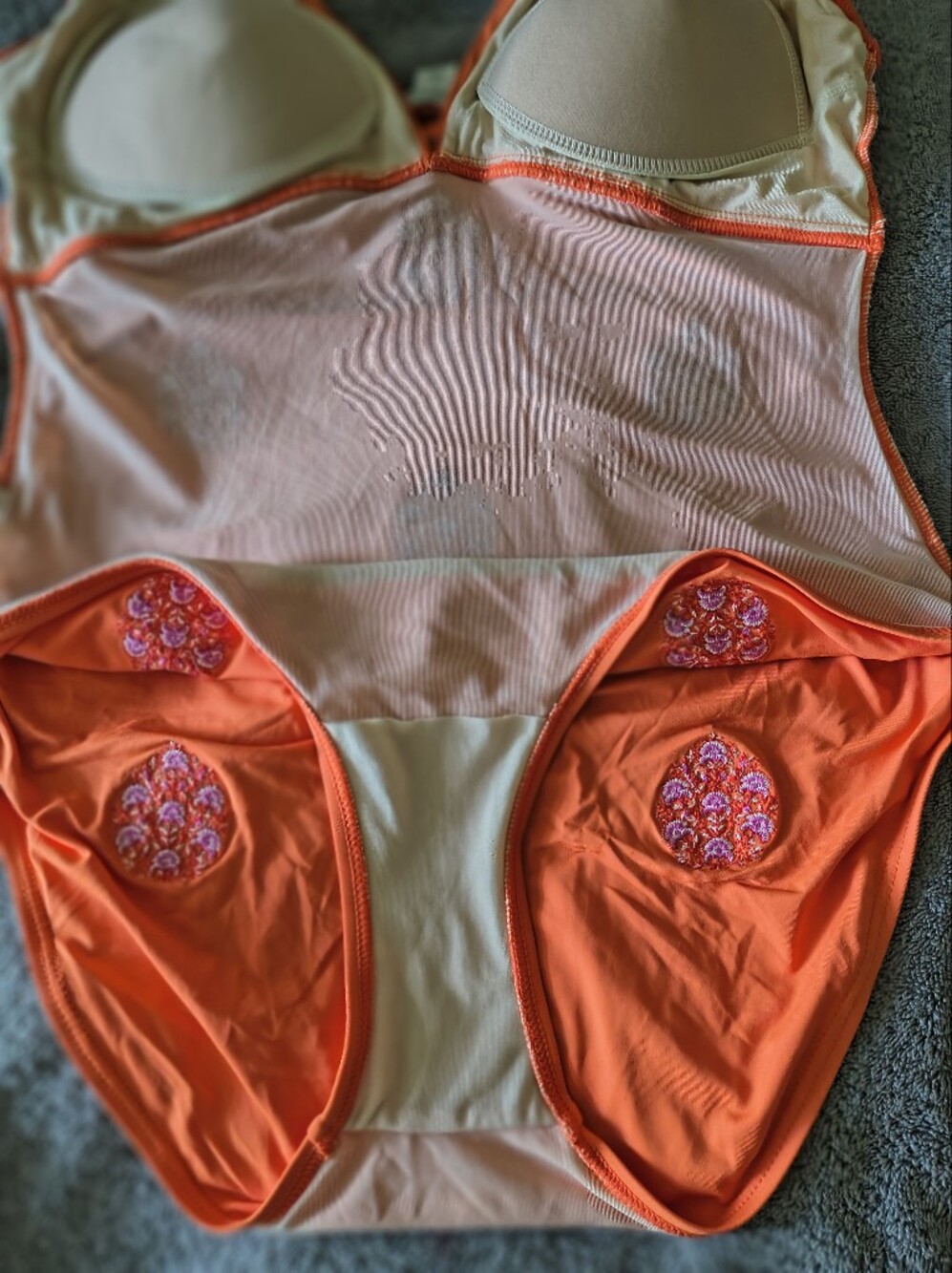 Sundance Pallua Embroidered One-Piece  Swimsuit Tangerine L Boho Beach Pool - Picture 8 of 14